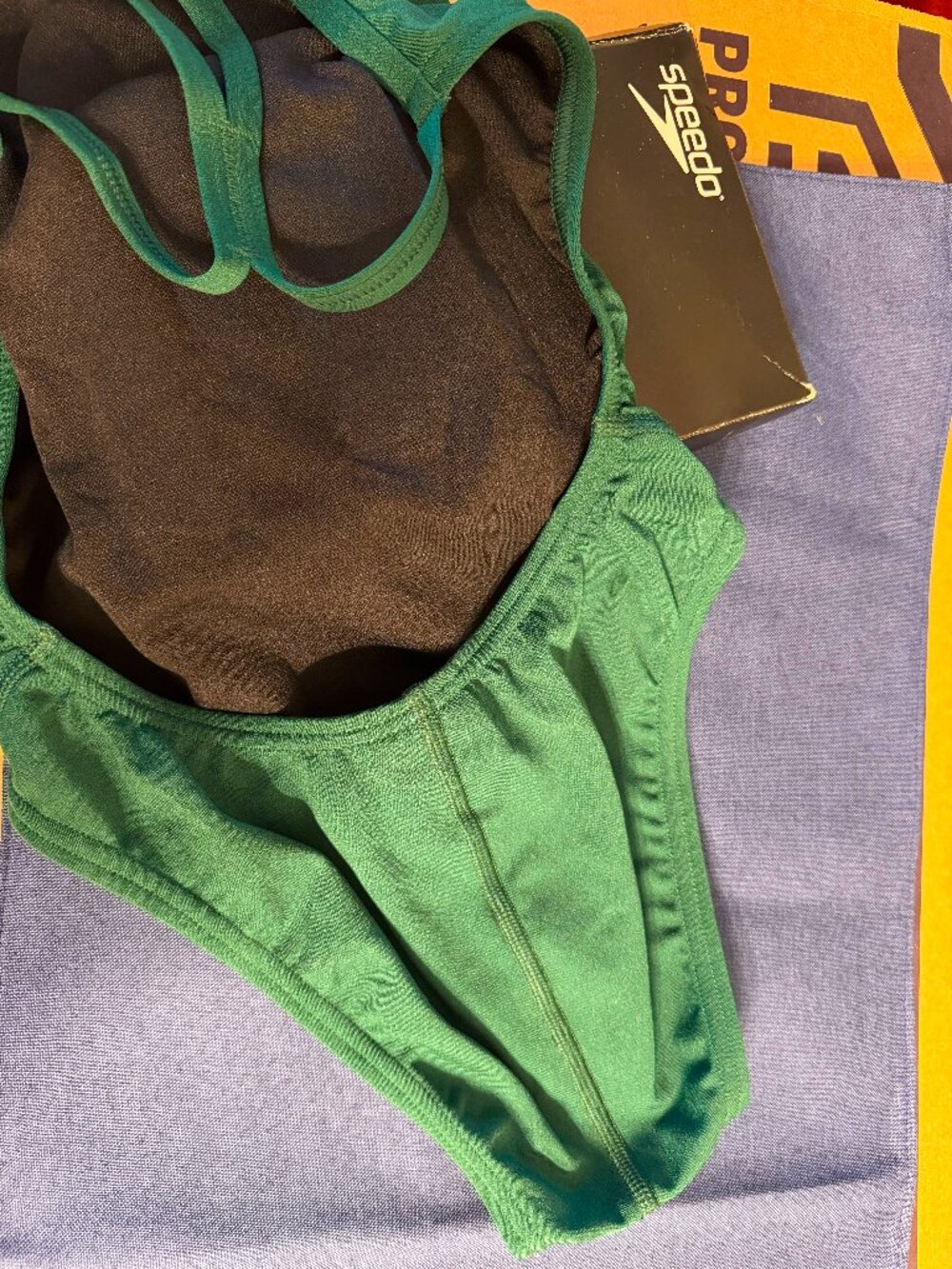 NWT Speedo Endurance+ Solid One Back Swimsuit Dark Green Size 28